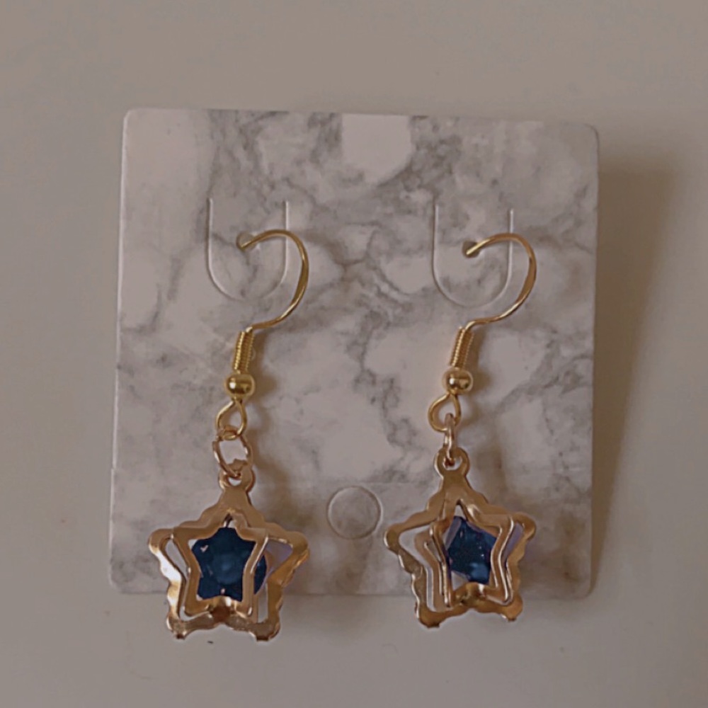 Blue star earrings
